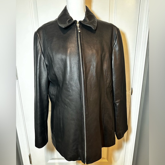 Black Genuine Leather Jacket Wilsons Leather Thinsulate Red Quilted Lining XXL - Picture 8 of 16